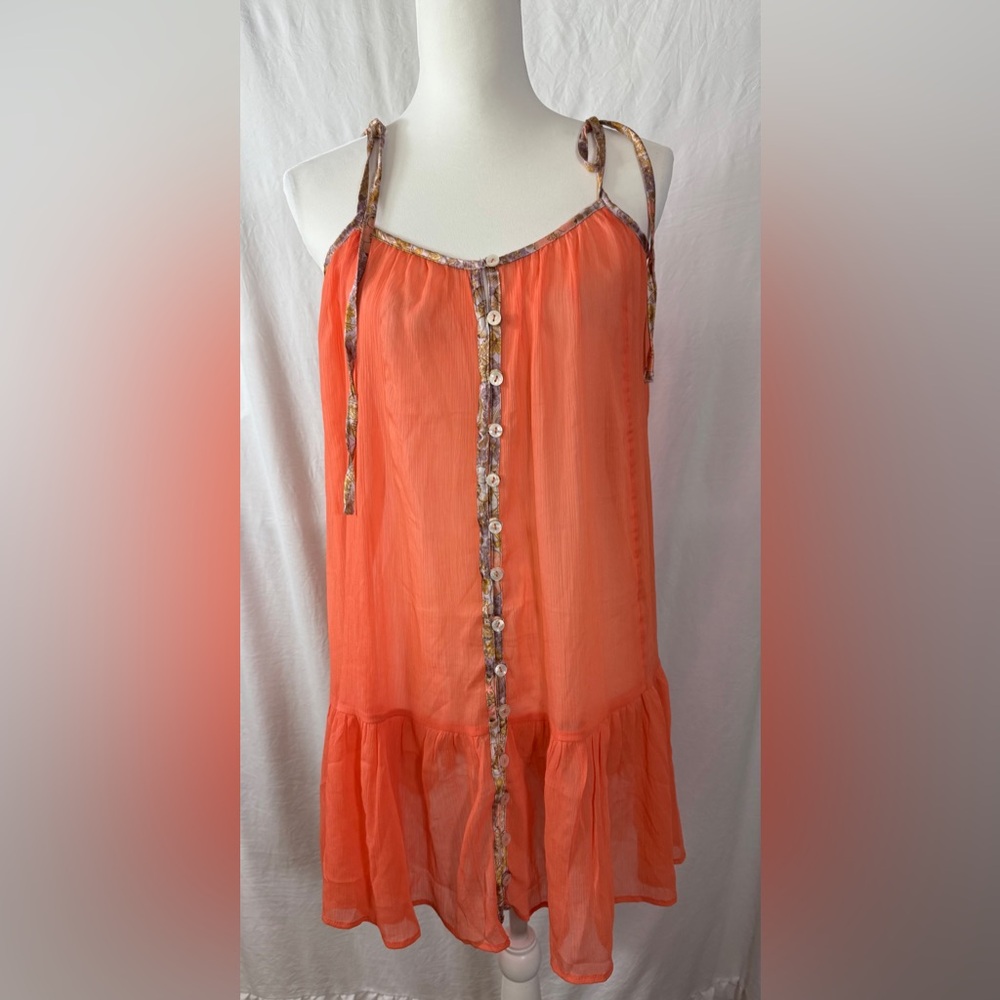 Free People Orange Intimately Bali Sweet Nothing Slip Mini Dress SKU1105 - Picture 3 of 13